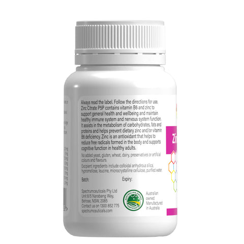 Spectrumceuticals Zinc Citrate P5P 90 caps