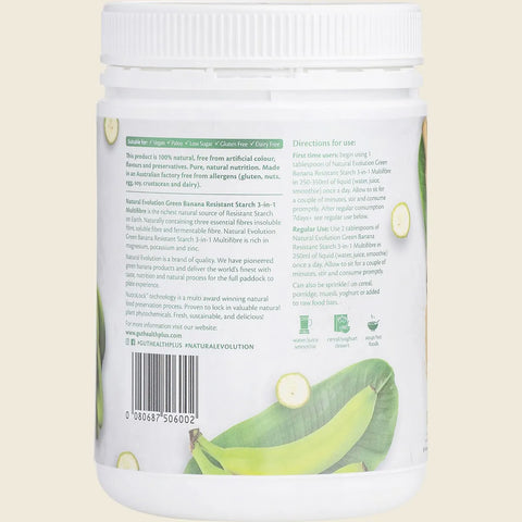 Natural Evolution GH+ Green Banana Resistant Starch 3-in-1 Multifibre 400g/2 week supply